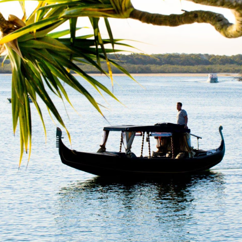 gondola floating on noosa river