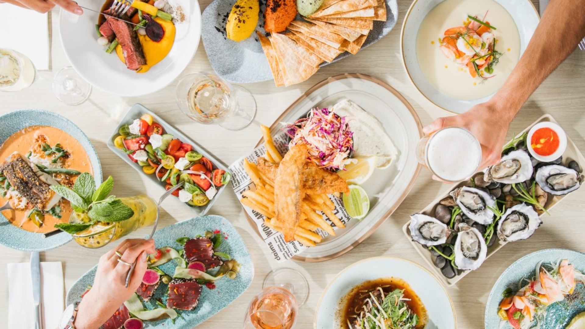 spread of food at noosaville restaurant
